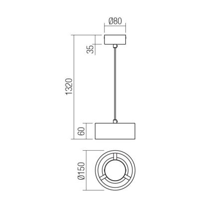 Redo 01-3100 - LED luster na lanku PUNKT LED/6W/230V pr. 15 cm mosadz