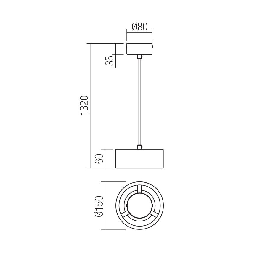 Redo 01-3100 - LED luster na lanku PUNKT LED/6W/230V pr. 15 cm mosadz