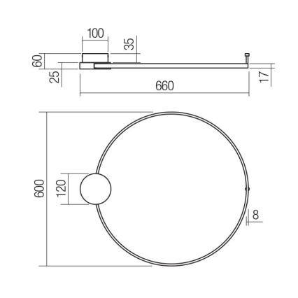 Redo 01-3103 - LED Nástenné svietidlo ATOM LED/20W/230V pr. 60 cm