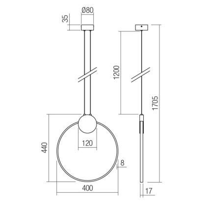 Redo 01-3106 - LED Luster na lanku ATOM LED/11W/230V pr. 40 cm