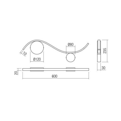 Redo 01-3109 - LED Nástenné svietidlo WAVE LED/9W/230V mosadz