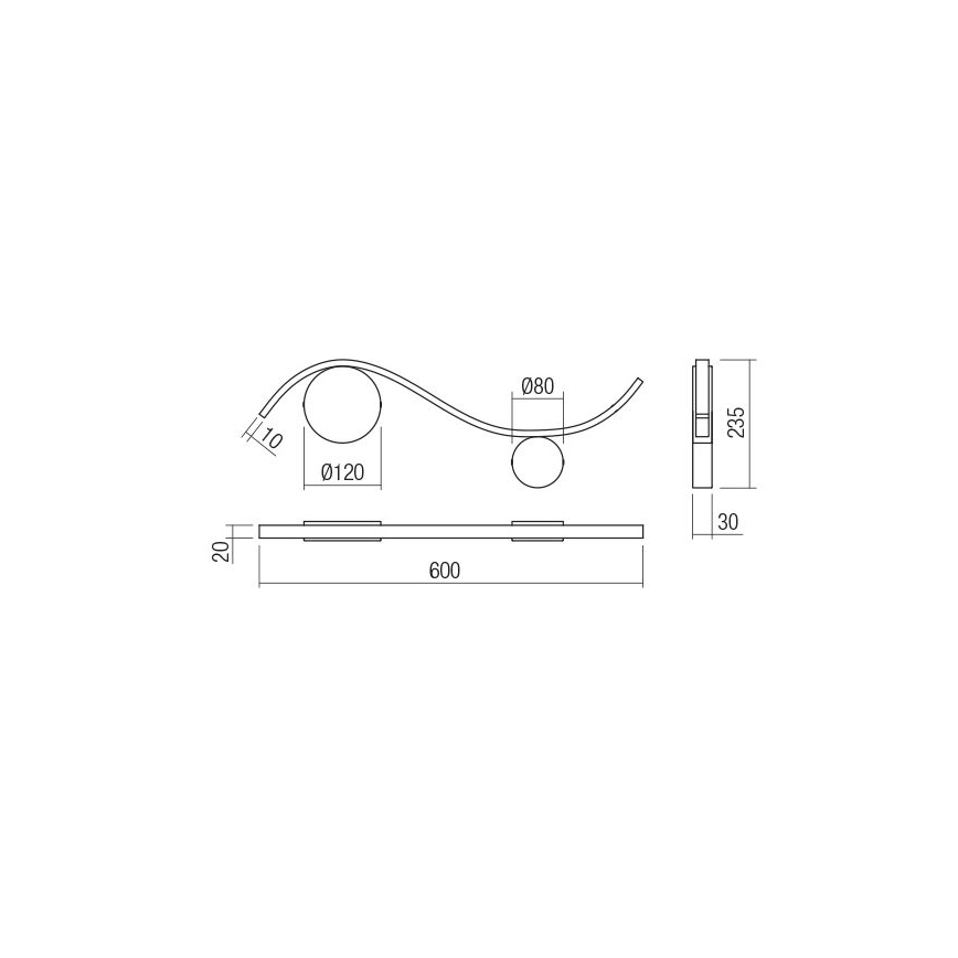 Redo 01-3109 - LED Nástenné svietidlo WAVE LED/9W/230V mosadz