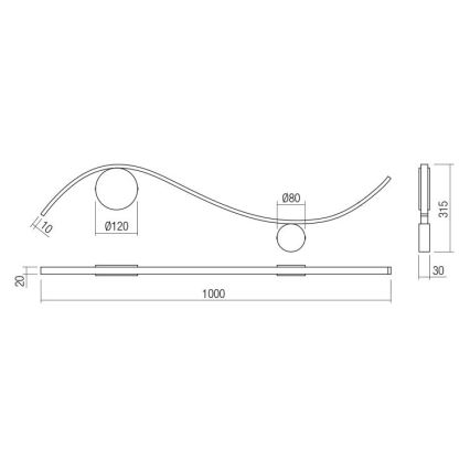 Redo 01-3112 - LED Nástenné svietidlo WAVE LED/11W/230V mosadz