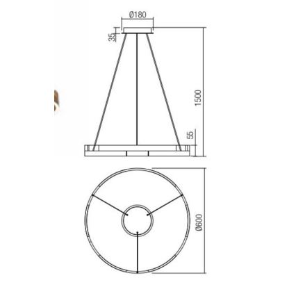 Redo 01-3173 - LED Stmievateľný luster na lanku CASTLE LED/36W/230V čierna