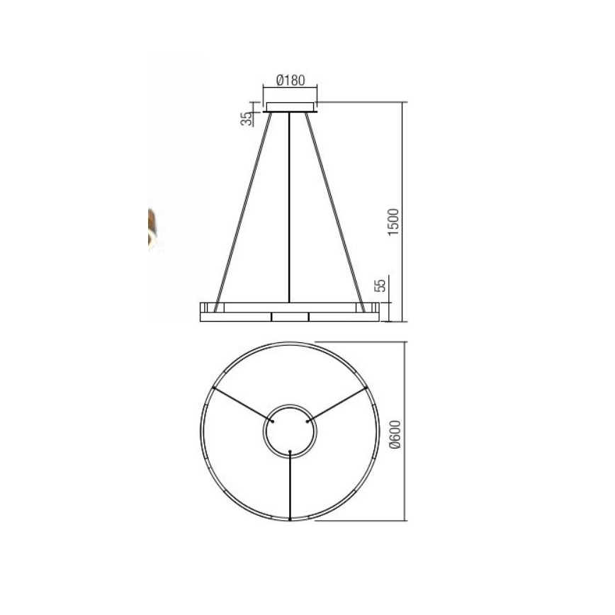 Redo 01-3173 - LED Stmievateľný luster na lanku CASTLE LED/36W/230V čierna
