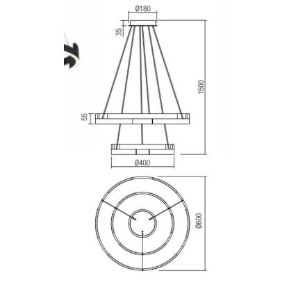 Redo 01-3178 - LED Stmievateľný luster na lanku CASTLE LED/60W/230V zlatá