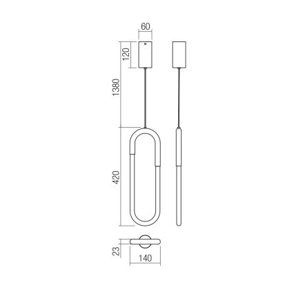 Redo 01-3183 - LED Stmievateľný luster na lanku LATIUM LED/9W/230V mosadz