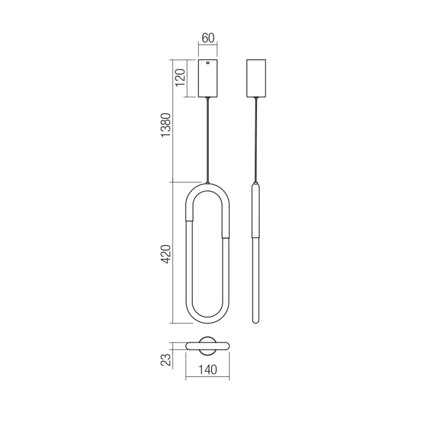 Redo 01-3184 - LED Stmievateľný luster na lanku LATIUM LED/9W/230V čierna