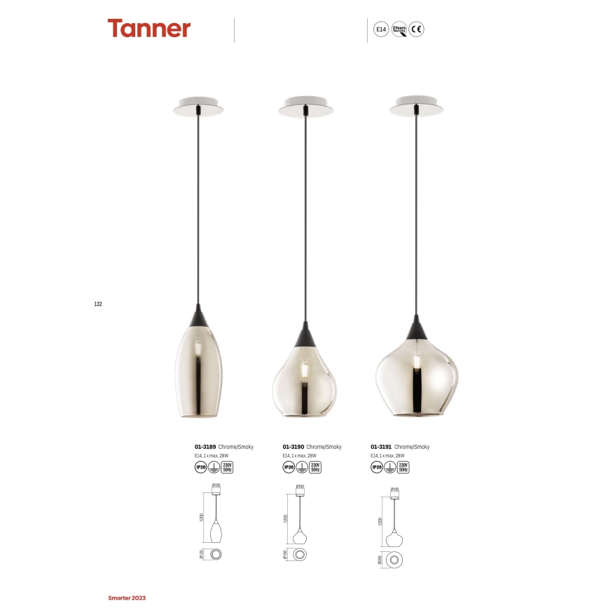 Redo 01-3189 - Luster na lanku TANNER 1xE14/28W/230V pr. 12 cm