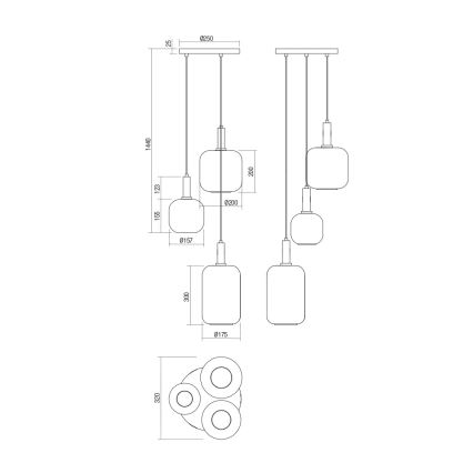 Redo 01-3198 - Luster na lanku BRINA 3xE27/23W/230V