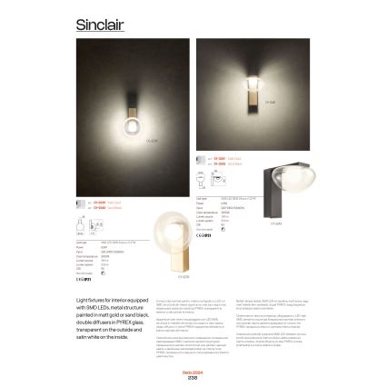 Redo 01-3239 - LED Nástenné svietidlo SINCLAIR LED/6,5W/230V CRI 93 IP21 zlatá