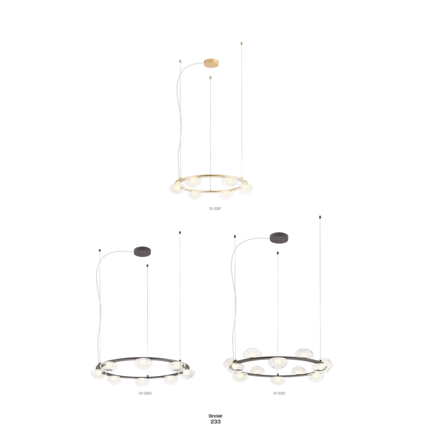 Redo 01-3247- LED Stmievateľný luster na lanku SINCLAIR LED/37,2W/230V CRI 93 IP21 zlatá