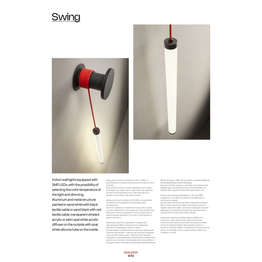 Redo 01-3301 - LED stmievateľná nástenná lampa SWING LED/9W/230V 3000/4000K CRI 90 biela