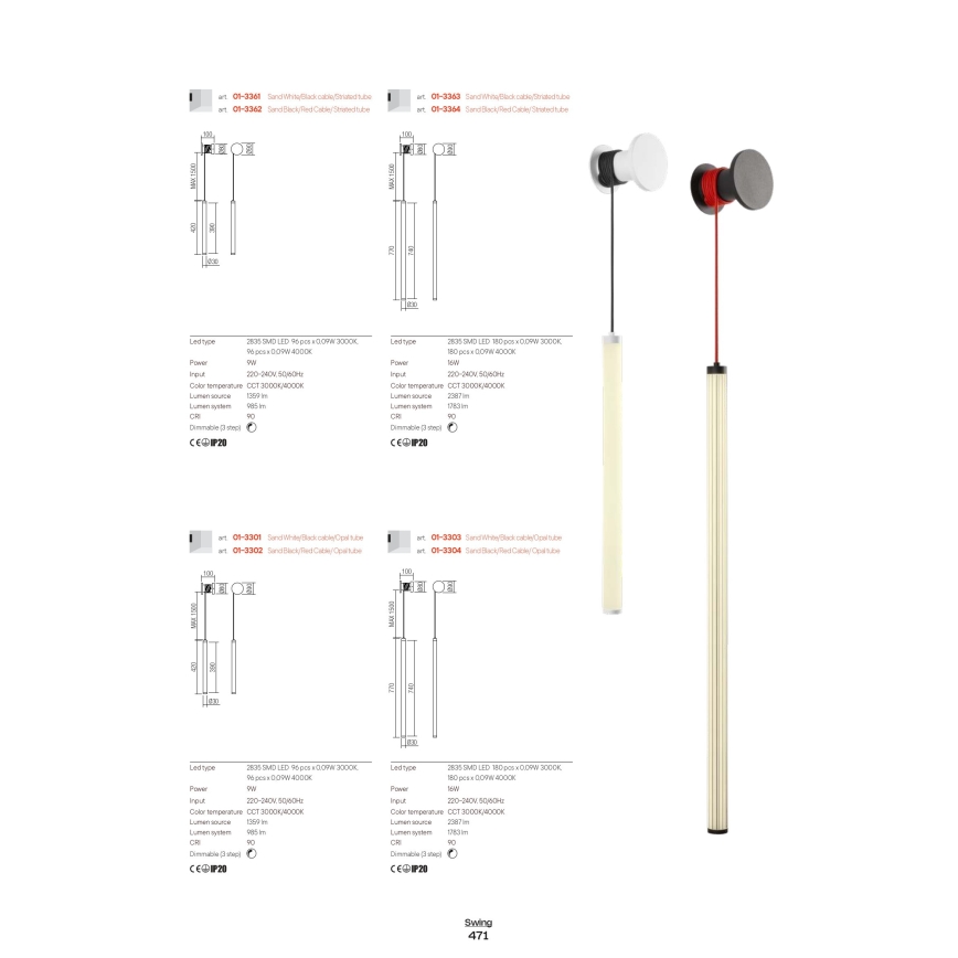 Redo 01-3303 - LED Stmievateľné nástenné svietidlo SWING LED/16W/230V 3000/4000K CRI 90 biela