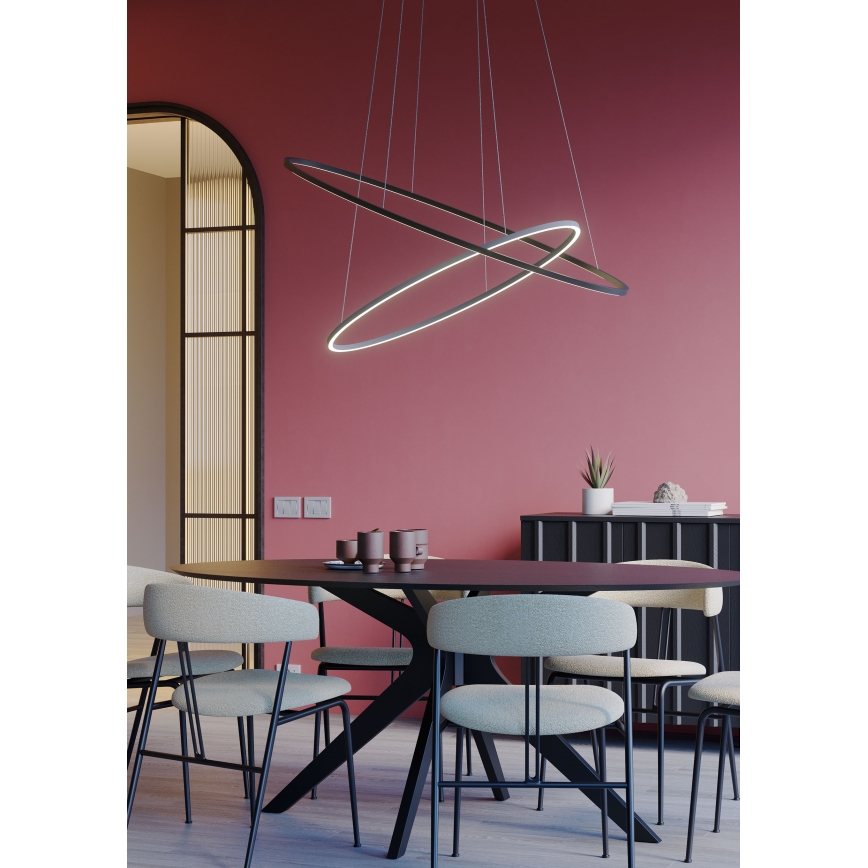 Redo 01-3339 - LED Stmievateľný luster na lane LEO LED/48W/230V 3000/4000K CRI 90 40x95 cm čierna