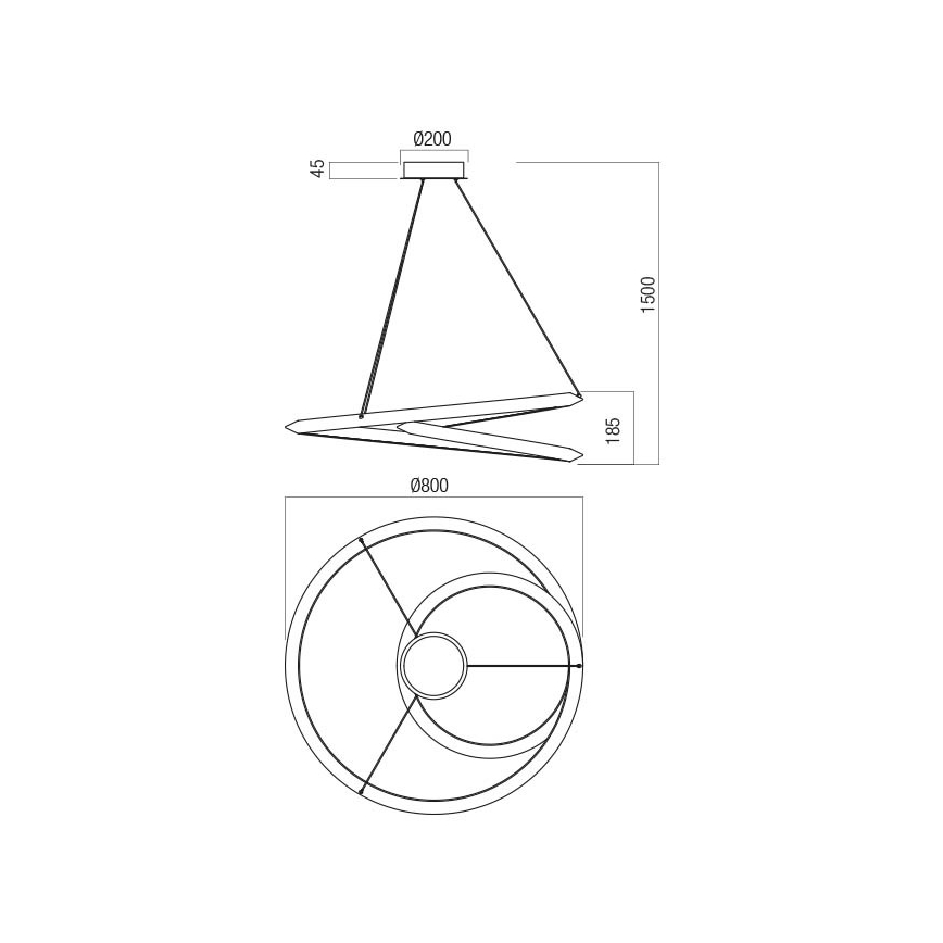 Redo 01-3376 - LED stmievateľný luster na lanku STORM LED/60W/230V 3000/4000/6000K CRI 90 pr. 80 cm biela