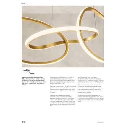 Redo 01-3389 - LED stmievateľný luster na lanku BIAS LED/90W/230V 3000/4500/6500K CRI 90 zlatý