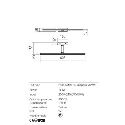 Redo 01-3462 - LED Obrazové svietidlo LINEAR LED/8W/230V 60,5 cm CRI 92 biela