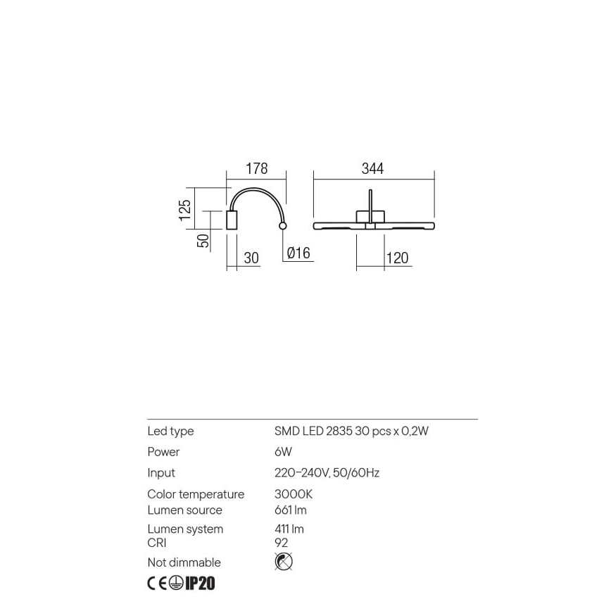 Redo 01-3464 - LED Obrazové svietidlo KENDO LED/6W/230V 34,4 cm CRI 92 biela