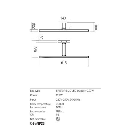 Redo 01-3470 - LED Obrazové svietidlo IKON LED/16,4W/230V 61,5 cm CRI 92 biela