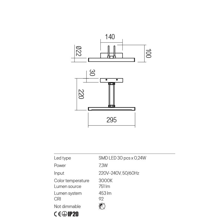 Redo 01-3472 - LED Obrazové svietidlo IKON LED/7,3W/230V 29,5 cm CRI 92 mosadz