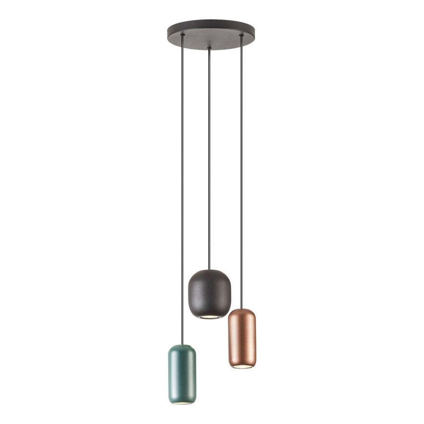 Redo 01-3480 - Luster na lanku BOOM 3xGU10/10W/230V pr. 33 cm čierna/zelená/hnedá
