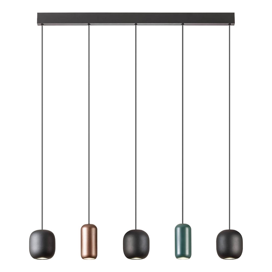 Redo 01-3481 - Luster na lanku BOOM 5xGU10/10W/230V čierna/zelená/hnedá
