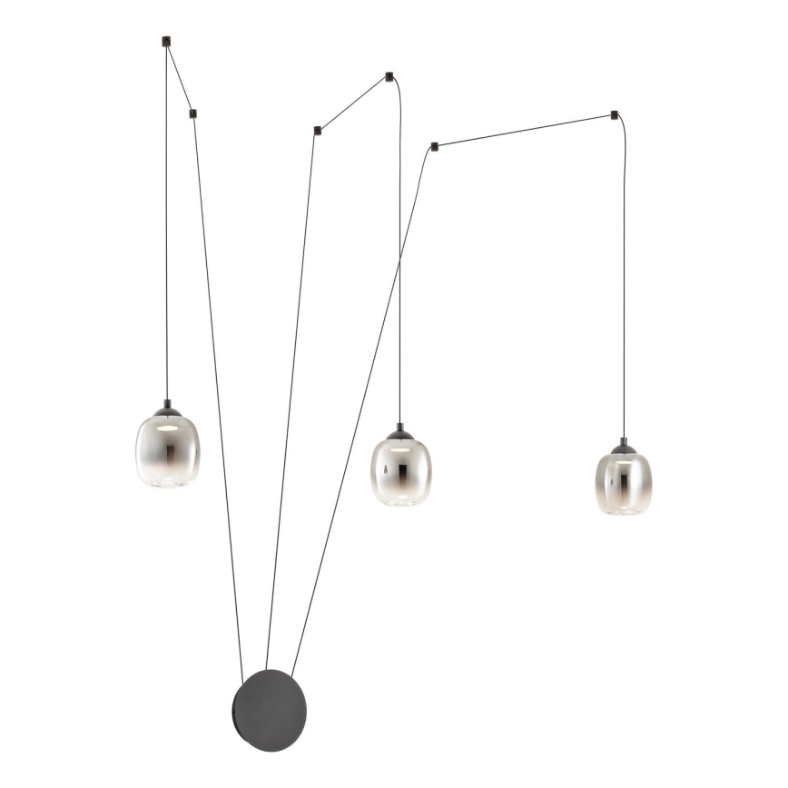 Redo 01-3485 - LED stmievateľné nástenné svietidlo KHADI 3xLED/5,5W/230V CRI 90 pr. 12 cm čierna/dymová