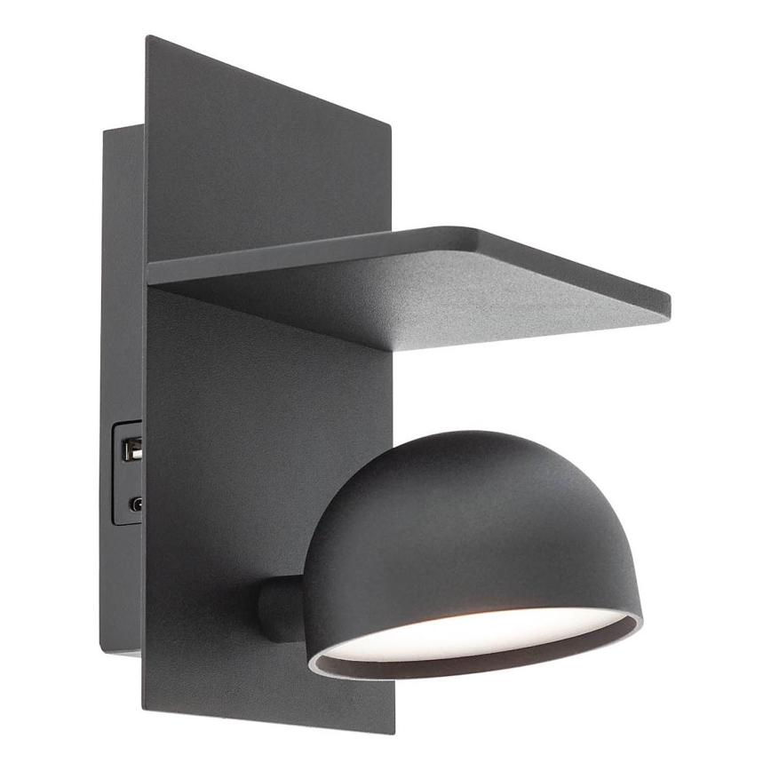 Redo 01-3491 - LED Nástenné bodové svietidlo SEIBI LED/7W/230V USB CRI 90 čierna