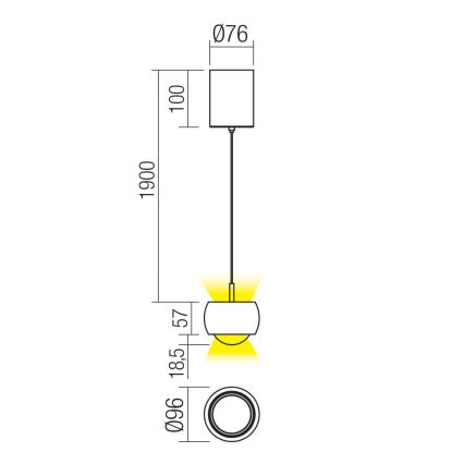 Redo 01-3551 - LED Luster na lanku AVES LED/12W/230V pr. 9,6 cm CRI 90 antracit