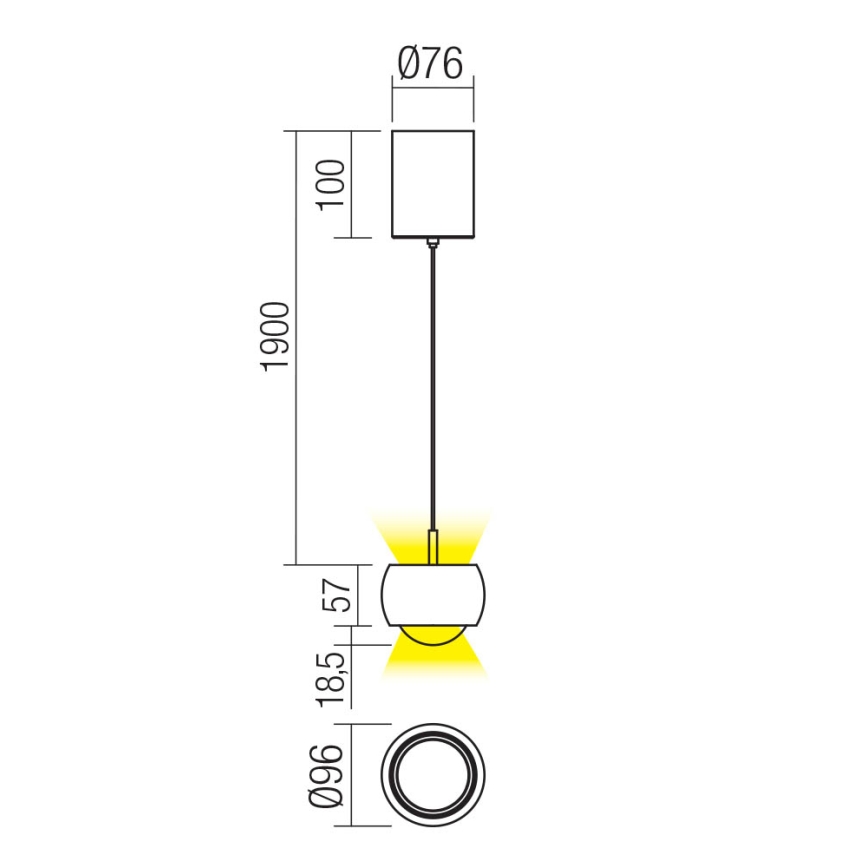 Redo 01-3551 - LED Luster na lanku AVES LED/12W/230V pr. 9,6 cm CRI 90 antracit