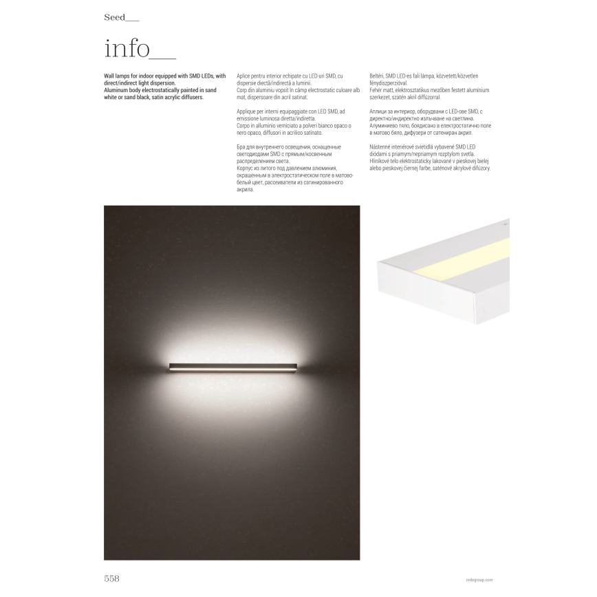 Redo 01-3555 - LED Nástenné svietidlo SEED LED/30W/230V čierna