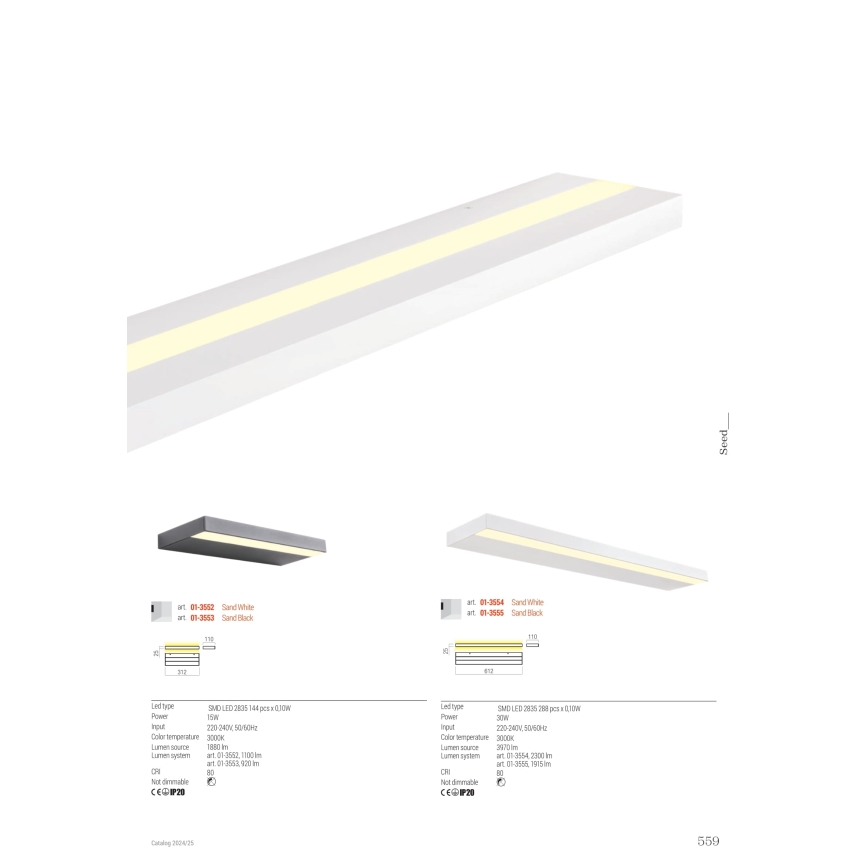 Redo 01-3555 - LED Nástenné svietidlo SEED LED/30W/230V čierna