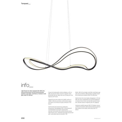 Redo 01-3598 - LED stmievateľný luster na lanku TEMPEST LED/58W/230V zlatý