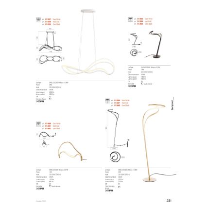 Redo 01-3598 - LED stmievateľný luster na lanku TEMPEST LED/58W/230V zlatý
