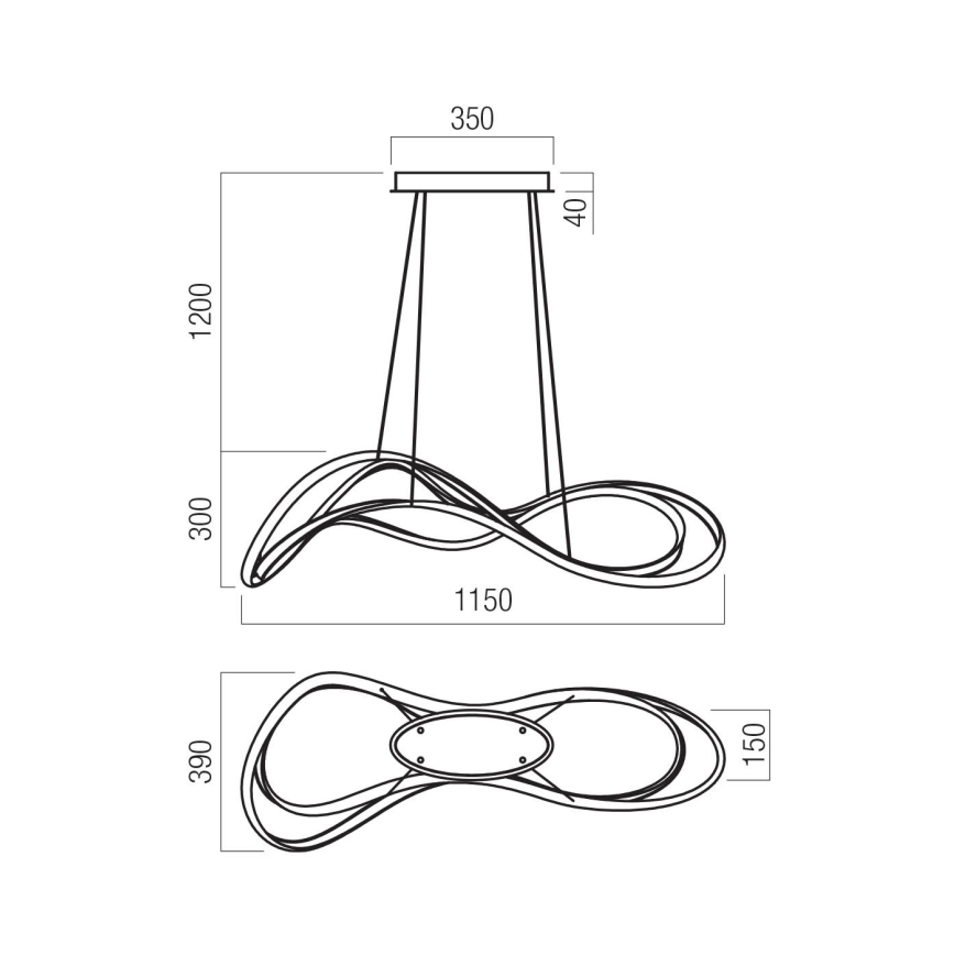 Redo 01-3598 - LED stmievateľný luster na lanku TEMPEST LED/58W/230V zlatý