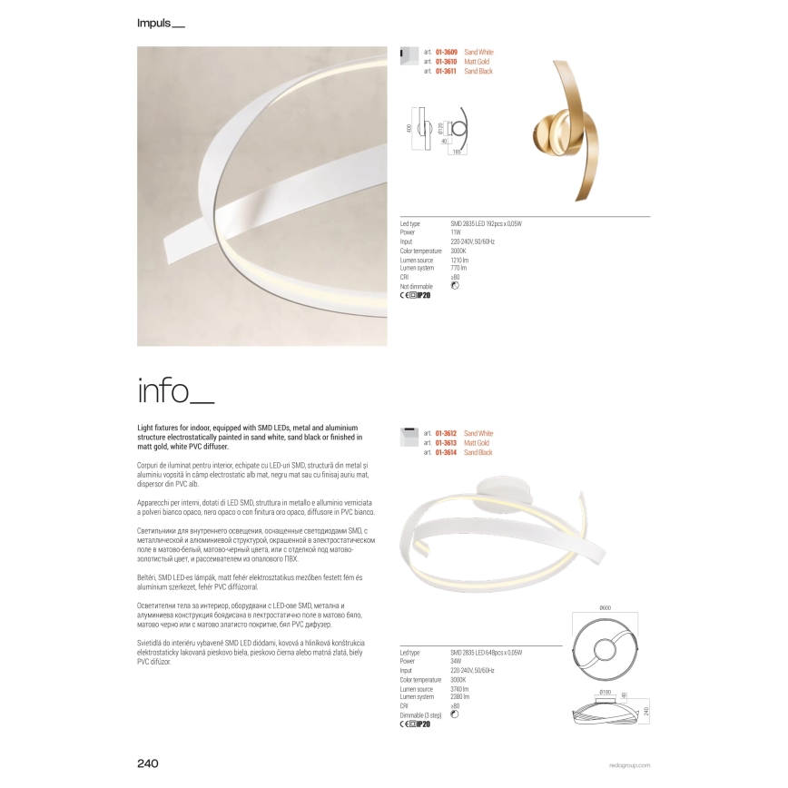 Redo 01-3614 - LED stmievateľné stropné svietidlo IMPULS LED/34W/230V priemer 60 cm čierne