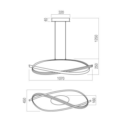 Redo 01-3616 - LED stmievateľný luster na lane IMPULS LED/38W/230V zlatý