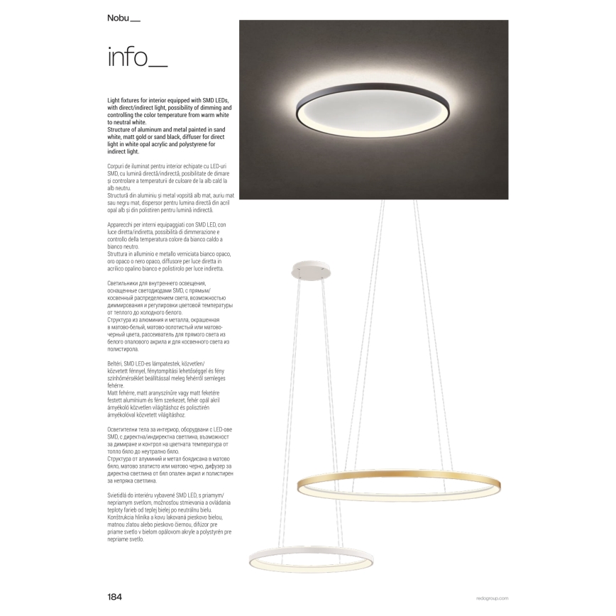 Redo 01-3811 - LED stmievateľné stropné svietidlo NOBU LED/80W/230V 3000/4000K CRI 90 čierna