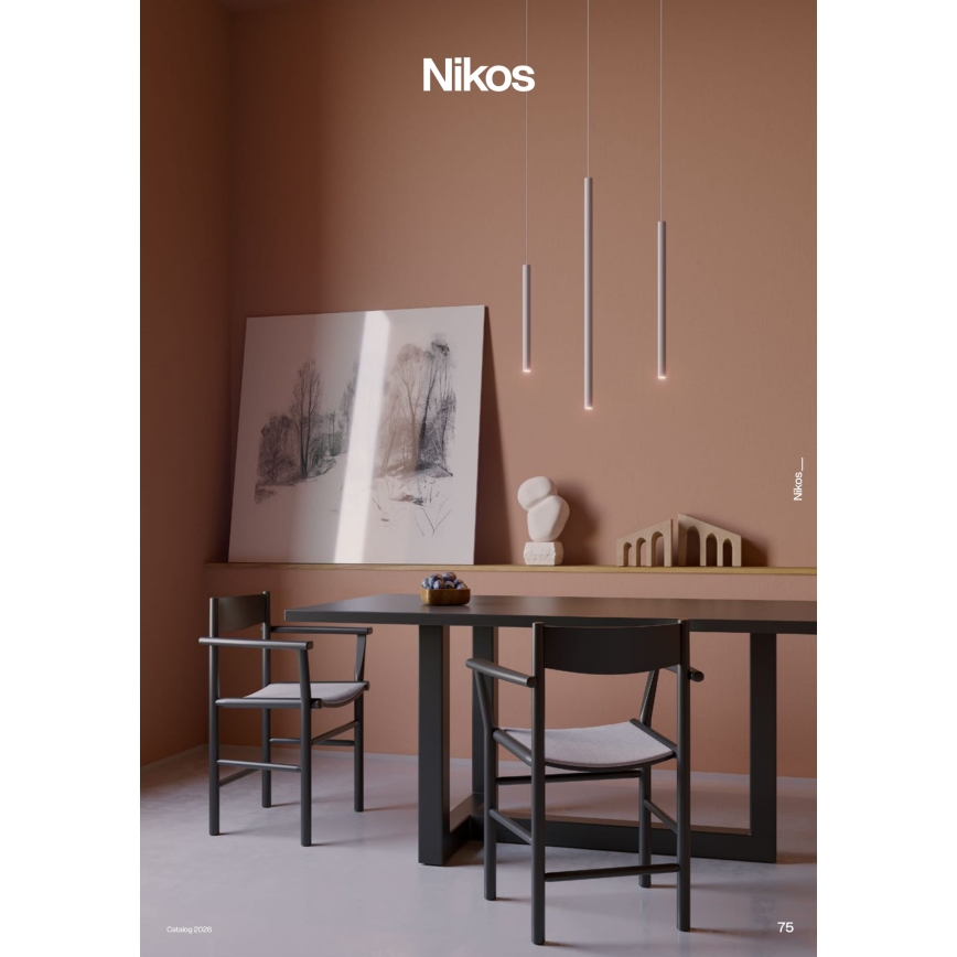 Redo 01-3856 - Závesný LED luster na lanku NIKOS LED/8W/230V 3000K CRI 90, priemer 6 cm, biela