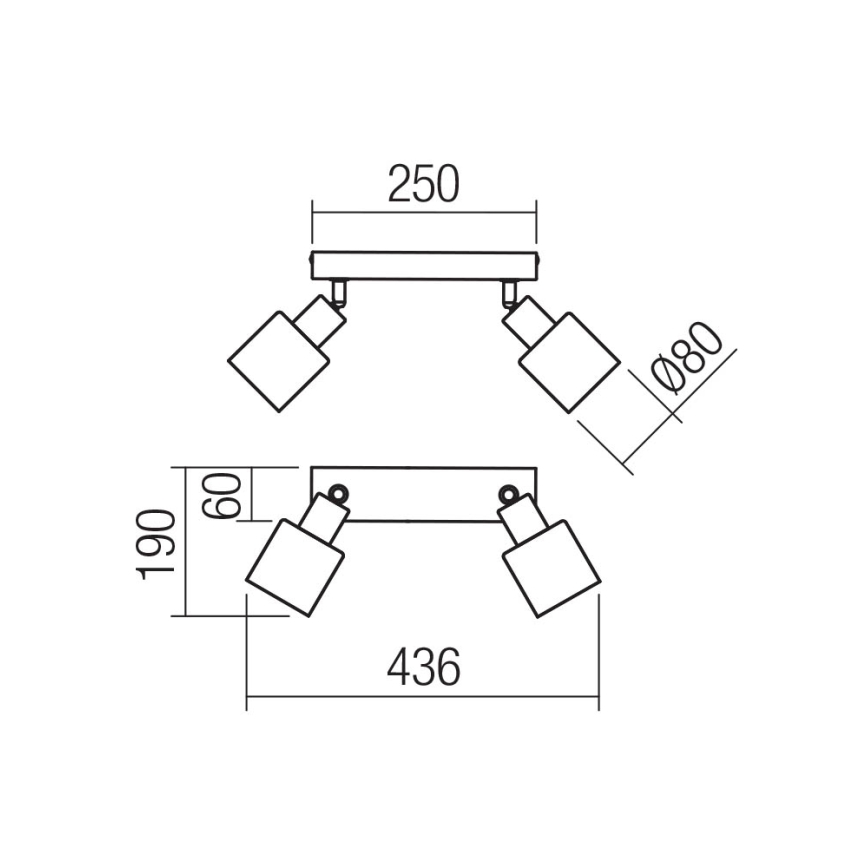 Redo 01-3985 - Bodové svietidlo ROTIS 2xE14/15W/230V