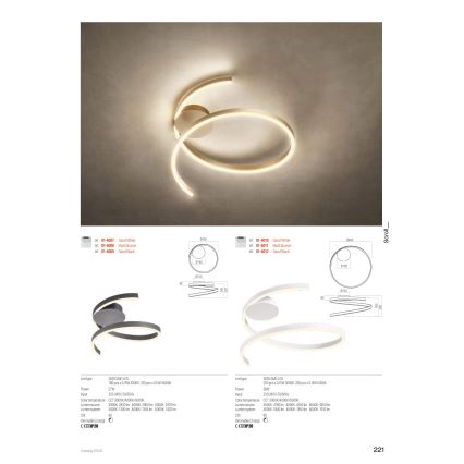 Redo 01-4011 - Stmievateľné LED stropné svietidlo SCROLL LED/38W/230V 3000K/4000K/6000K CRI 90 priemer 60 cm zlaté