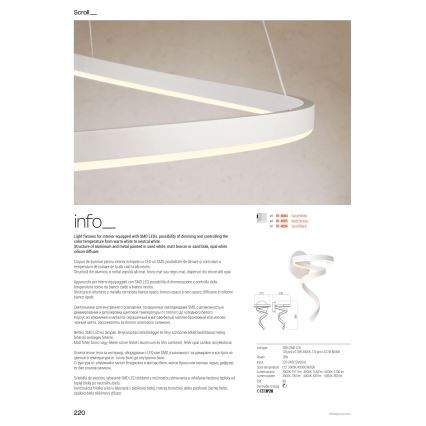 Redo 01-4014 - LED Stmievateľný luster na lane SCROLL LED/38W/230V 3000K/4000K/6000K CRI 90 pr. 60 cm zlatá
