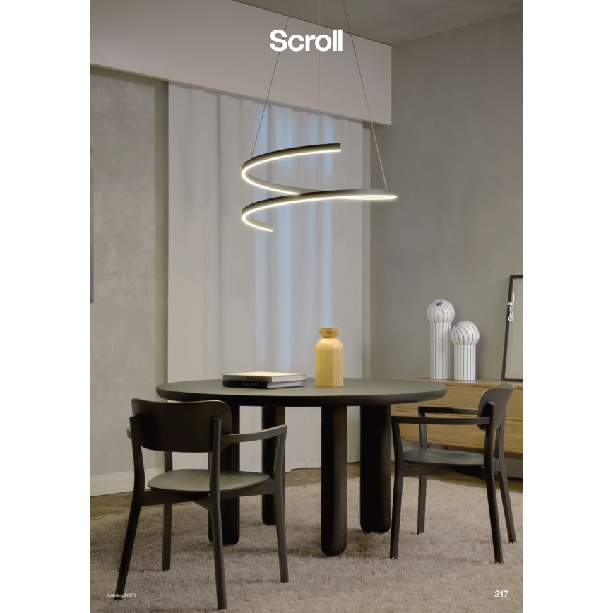 Redo 01-4015 - LED stmievateľný luster na lanku SCROLL LED/38W/230V 3000K/4000K/6000K CRI 90 pr. 60 cm čierna