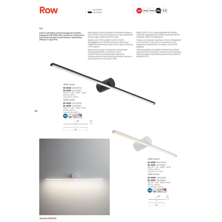Redo 01-4034 - LED Kúpeľňové osvetlenie zrkadla ROW LED/18W/230V 90 cm IP44 biela