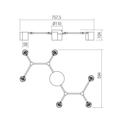 Redo 01-4048 - Bodové svietidlo WEBB 6xGU10/10W/230V čierna