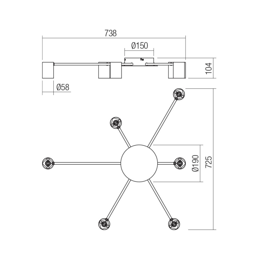 Redo 01-4051 - Bodové svietidlo NOA 6xGU10/10W/230V zlatá