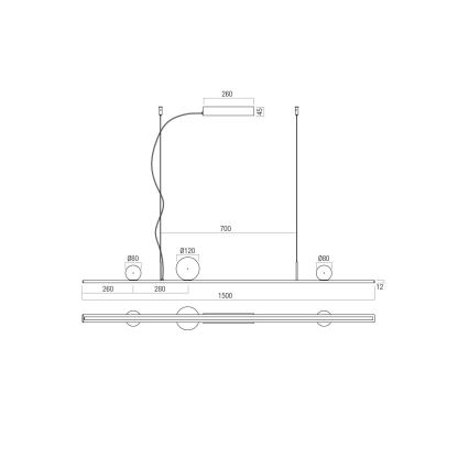 Redo 01-4301 - LED stmievateľný luster na lanku DUNE LED/48W/230V 3000K CRI 90 biela/zlatá
