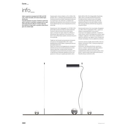 Redo 01-4302 - LED stmievateľný luster na lankách DUNE LED/48W/230V 3000K CRI 90 čierna/dymová
