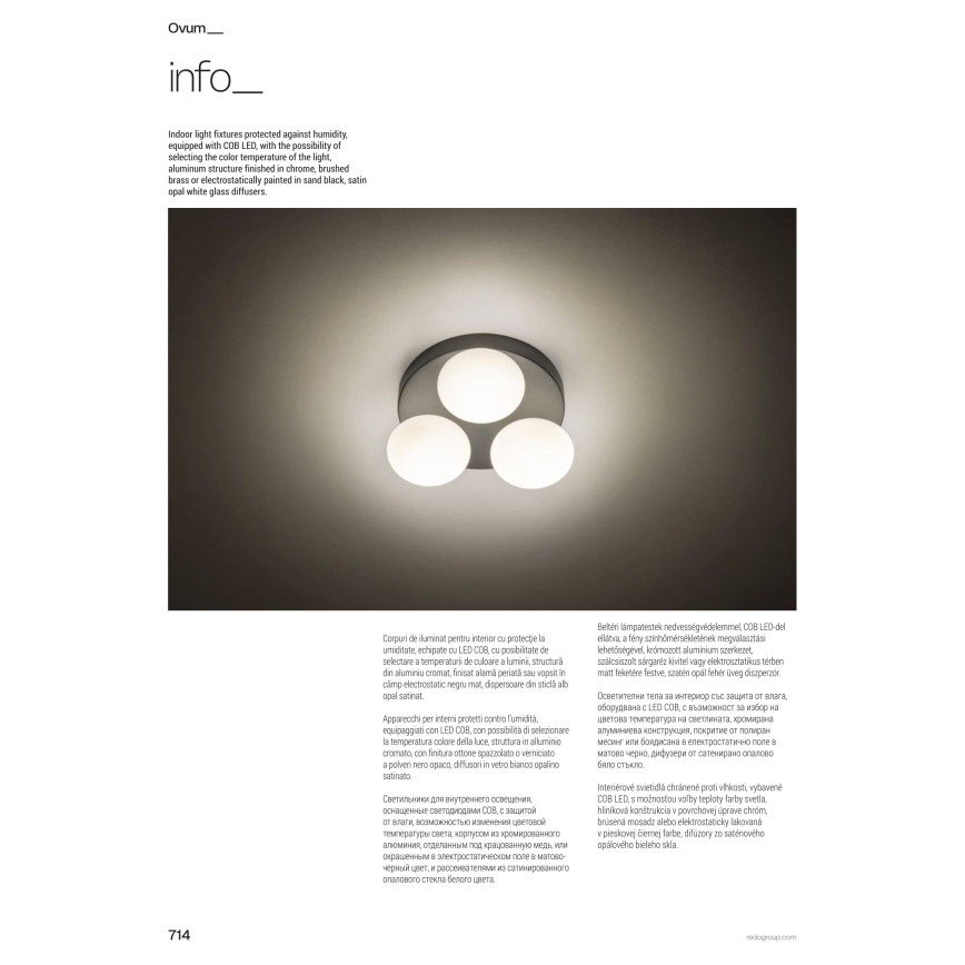 Redo 01-4311 - LED kúpeľňové stropné svietidlo OVUM 4xLED/5W/230V 3000/4000K CRI 90 IP44 biela/čierna